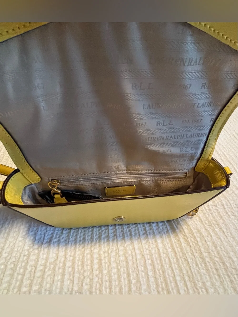 Lauren Ralph Lauren Yellow Leather Crossbody Bag New with Tags
